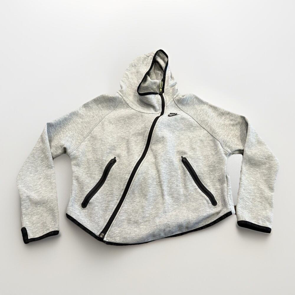 Nike Light Gray Hooded Zippered Sweatshirt